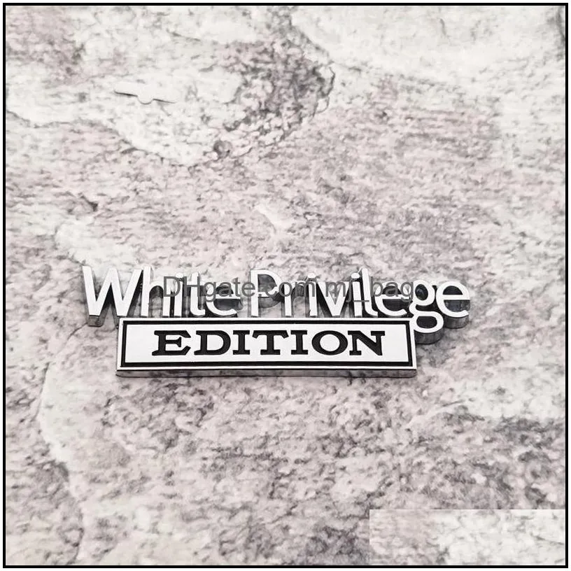 zinc alloy white privilege edition car sticker decoration badge emblems