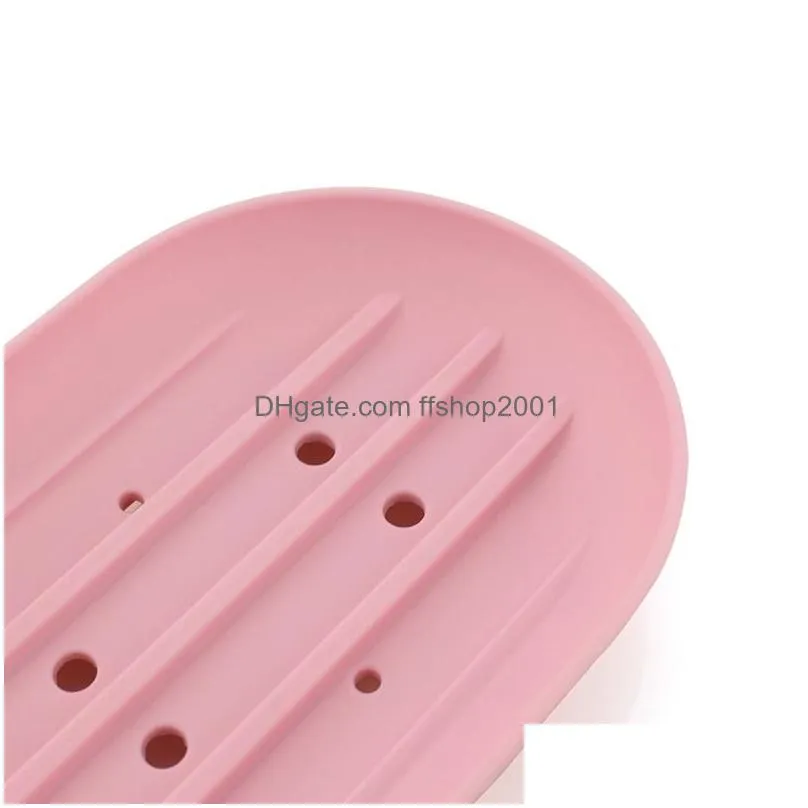 flexible silicone soap dish plate nonslip bathroom soap holder fashion candy color storage soap rack container for bath shower dbc