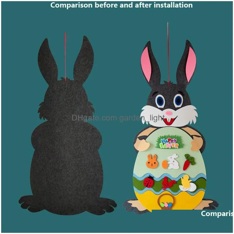 creative easter bunny diy pendant egg decoration home ornament accessories handmade diy funny felt toy vtky2300