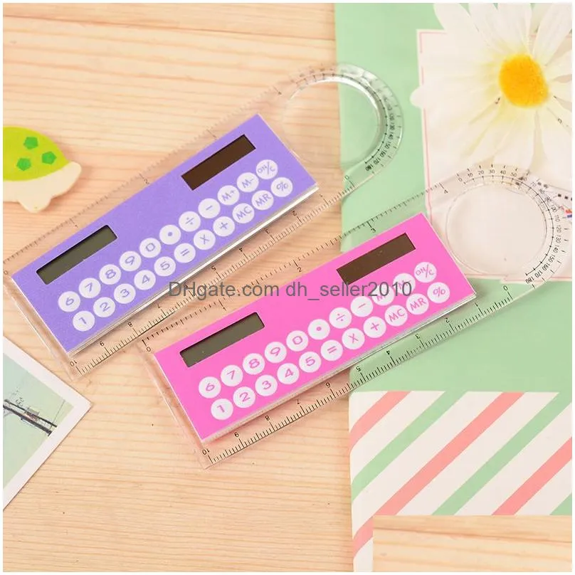 mini portable solar energy calculator creative multifunction ruler students gift school office tool shipping vt0211