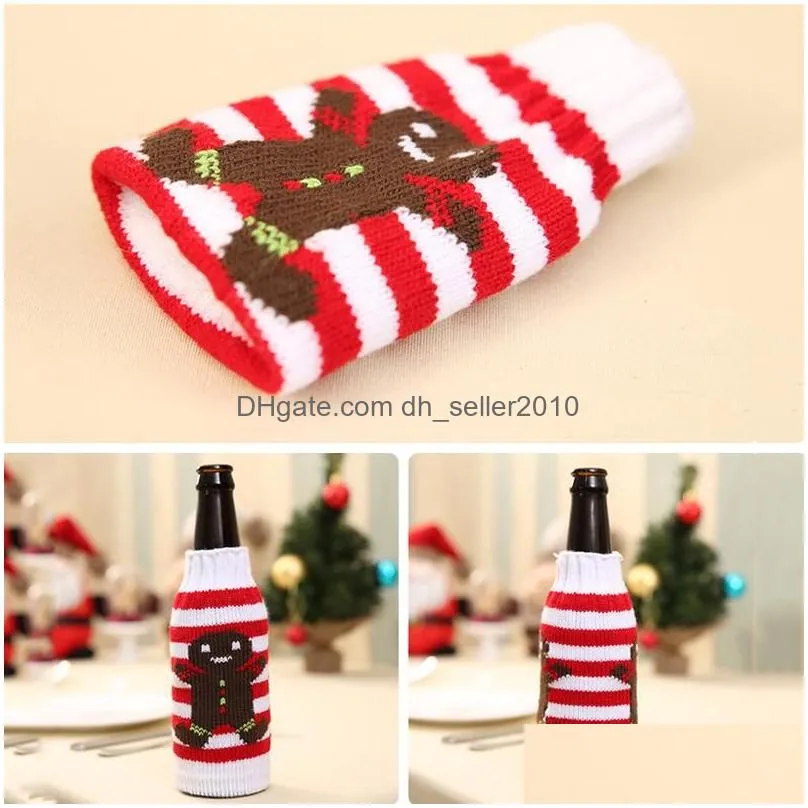 christmas beer bottle cooler sleeve snowflake elk printed acrylic insulator bottle sleeve christmas beer bottle decoration vt0298