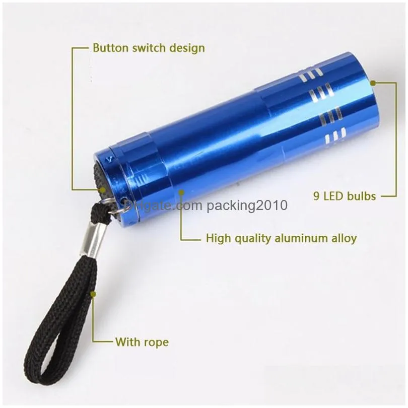 high powerful mini flashlight 9 led waterproof flash light small pocket lamp torch lamps tactical for outdoor camping dbc vt0470