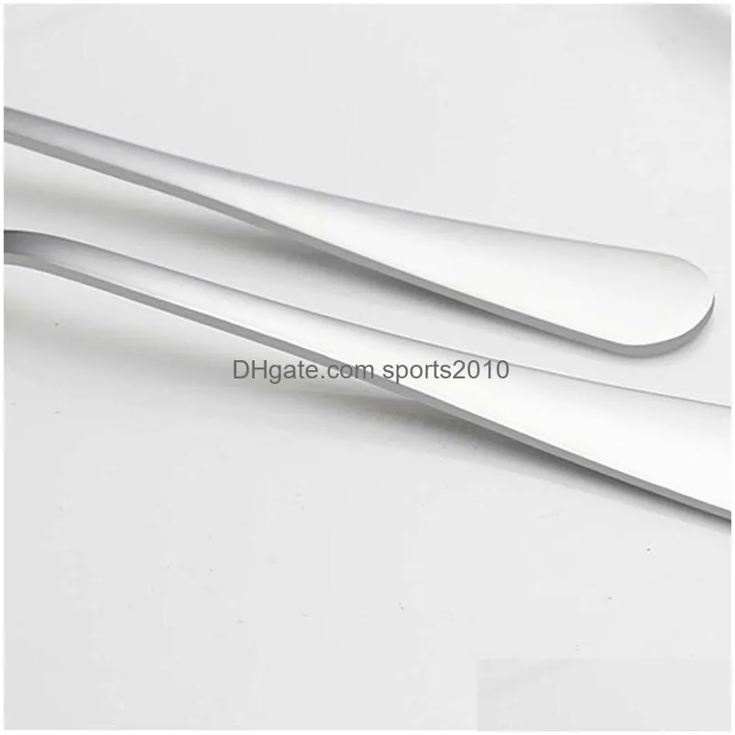 3pcs/set round oval spoon stainless steel silver flatware fork scoop set dessert forks coffee teaspoon travel dinnerware set vt1535