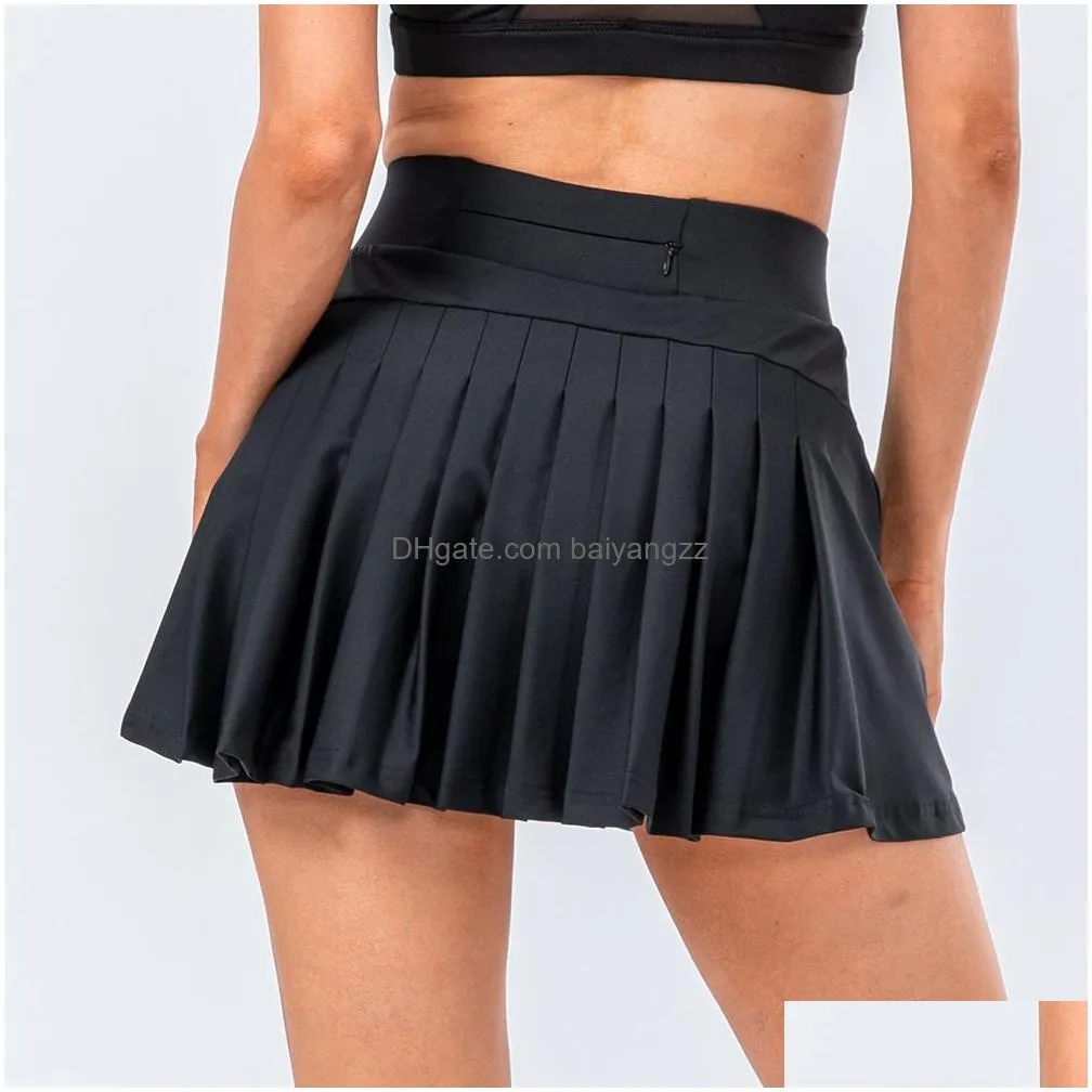 skirts streetwear female nude fitness tennis skirt double layered anti glare dance pleated skirt running breathable sports short skirt