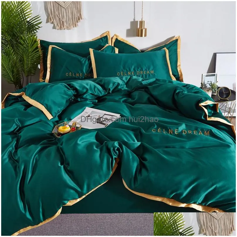 four-piece silk cotton bedding sets king queen size soft printed quilt cover pillow case duvet cover brand bed comforters sets fast