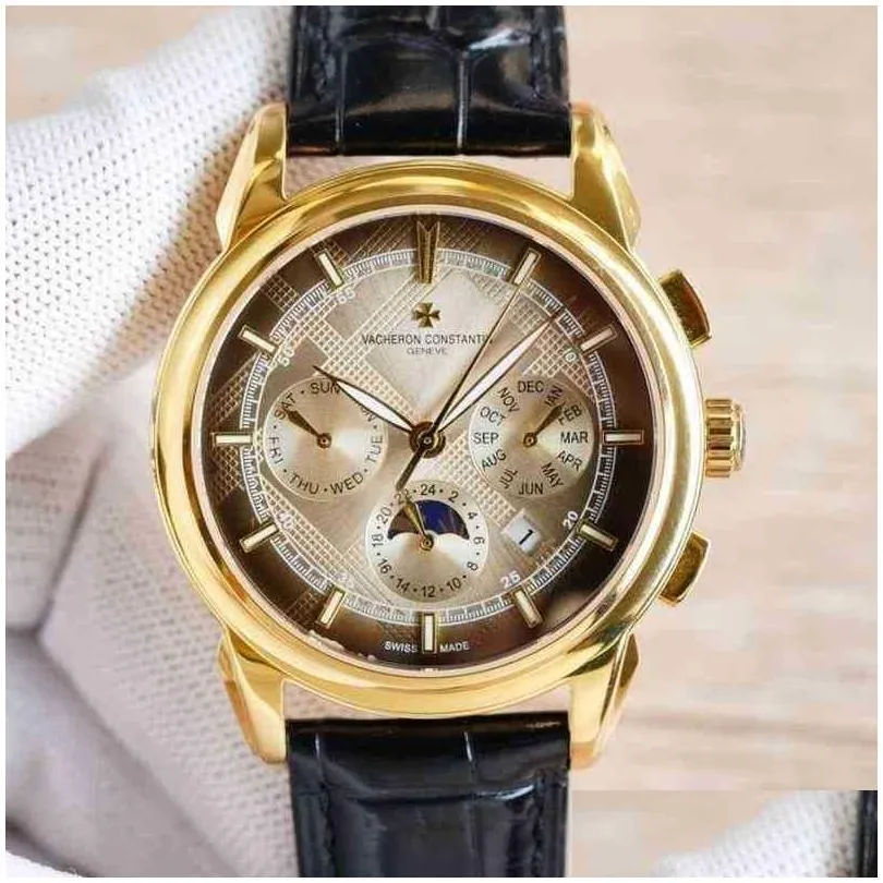 Swiss Famous Watch  Inheritance Series Automatic Mechanical Multifunctional Sapphire Men`s Business Designer Waterproof Wristwatches Stainless