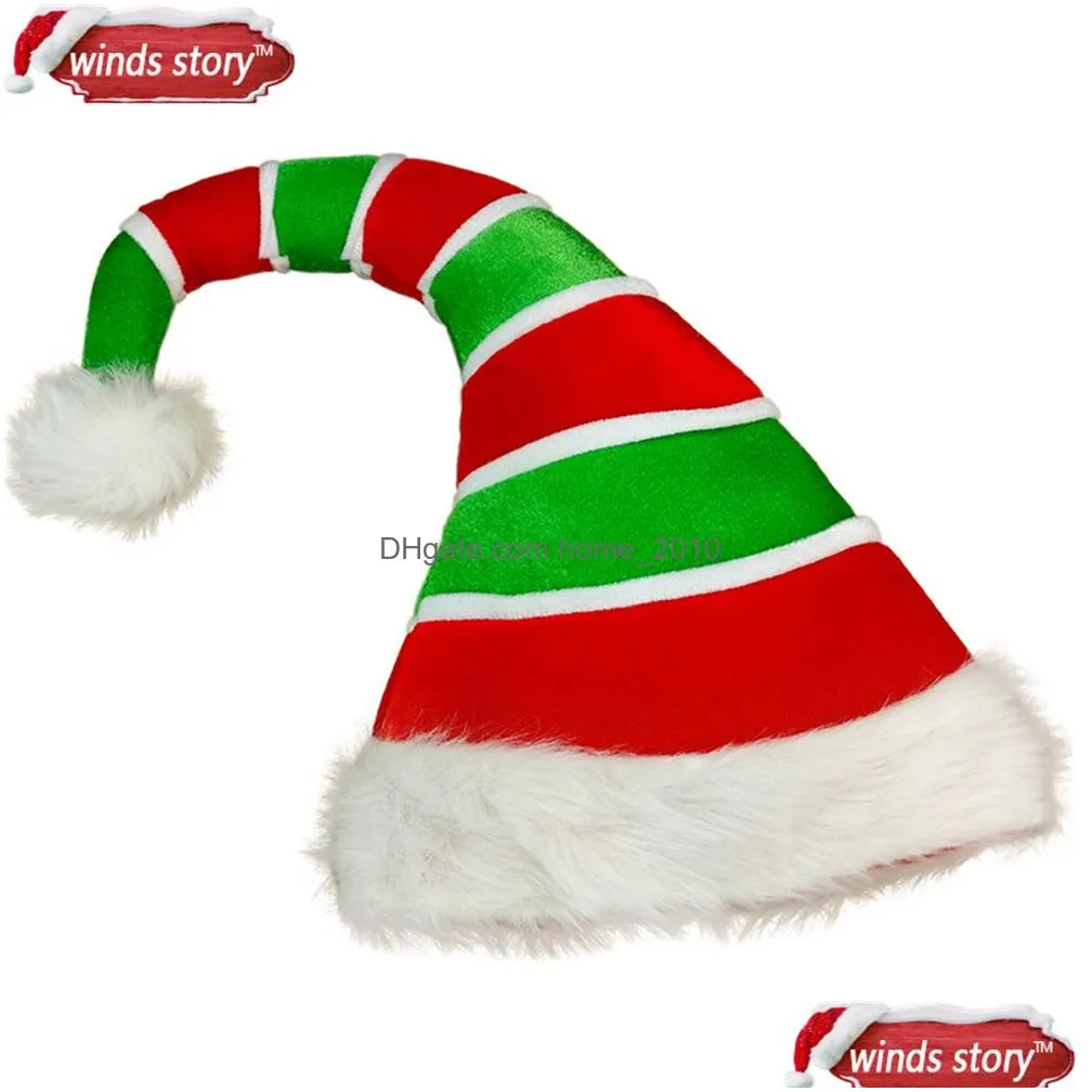 1pieces adult three-dimensional long elf hat santa claus red green costume accessory adult christmas decoration xmas hat decor