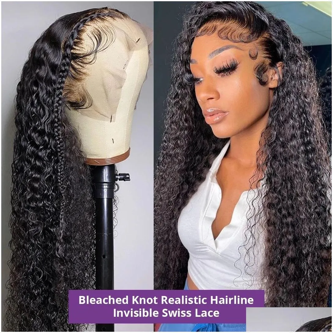 32 Inch Water Wave Lace Frontal Human Hair Wigs For Black Women Wet And Wavy Synthetic Loose Deep Wave Closure Wig