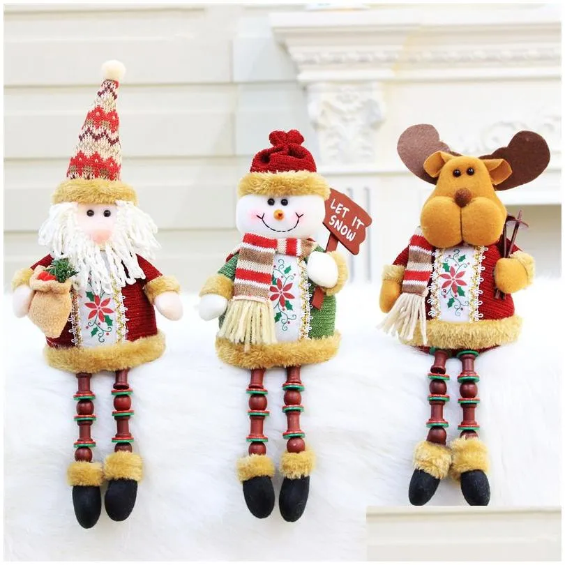 Happy Christmas Doll Ornament Stuffed Plush Dolls Ornaments Santa Claus Snowman Deer New Christmas New Year Ambiance Decoration Gifts 32cm