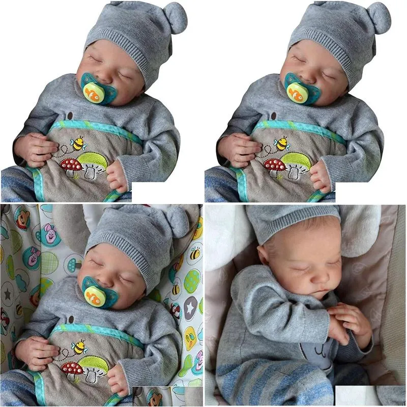 Dolls 19 Inch Reborn Girl Baby Doll Silicone Full Body Toddler Dolls Toy Sleeping EyeClosed Doll Gift Toy For Children Gifts 220826