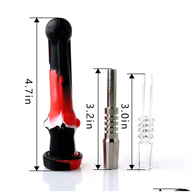 silicone nectar collector kit with quartz tips 14mm nector collector kit mini silicone tobacco pipes for oil rig glass bong