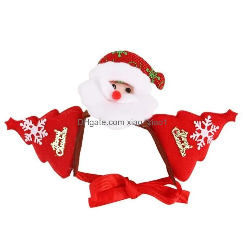 Dog Apparel Christmas Cute Cat Headband Felt Cloth Hat Deer Antler Crown Santa Claus Costume Cosplay Headdress Pet Accessories Drop Dhk8O