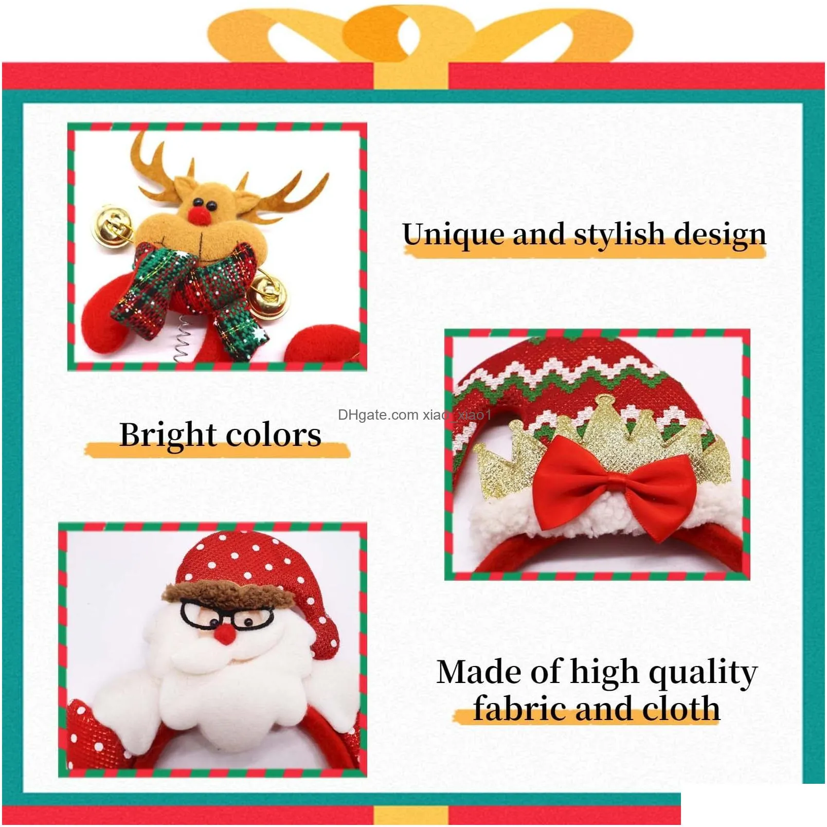 Christmas Decorations Headbands Xmas Headwear Assorted Santa Claus Reindeer Antlers Snowman Hair Band For Party Accessories Costume Dhcxr