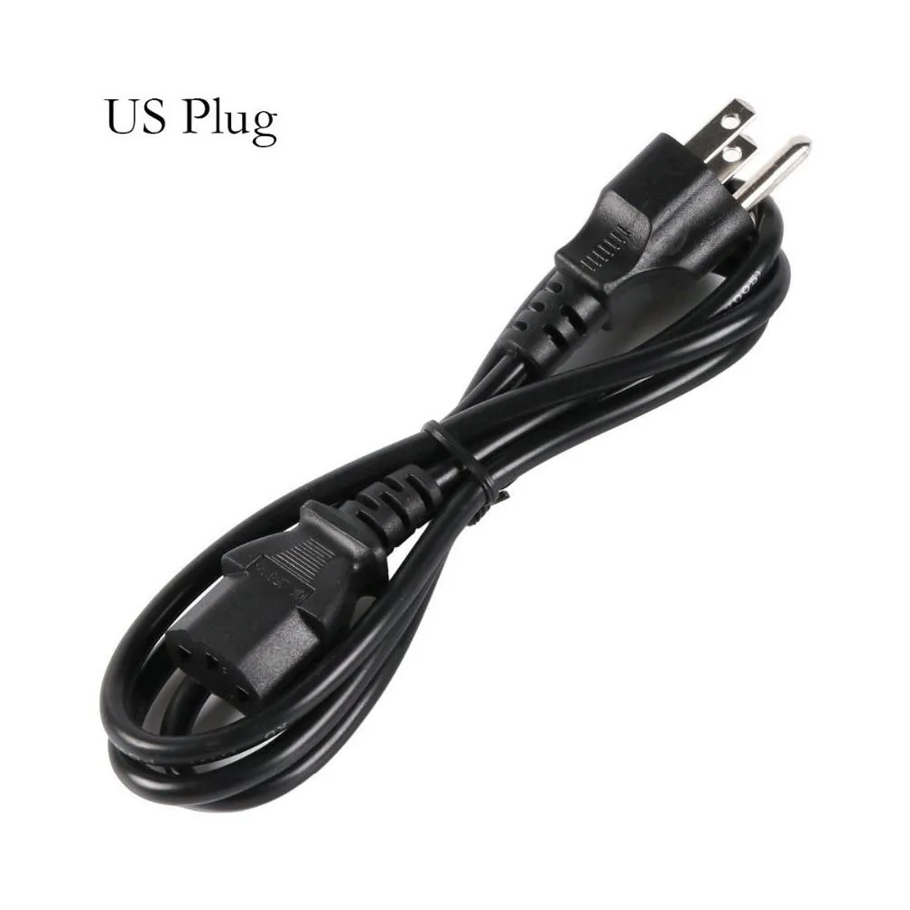 1.2M 3 PIN EU US AU UK Plug Computer PC AC Power Cord Adapter Cable for Printer Netbook Laptops Game Players Cameras Europe Powe Plugs