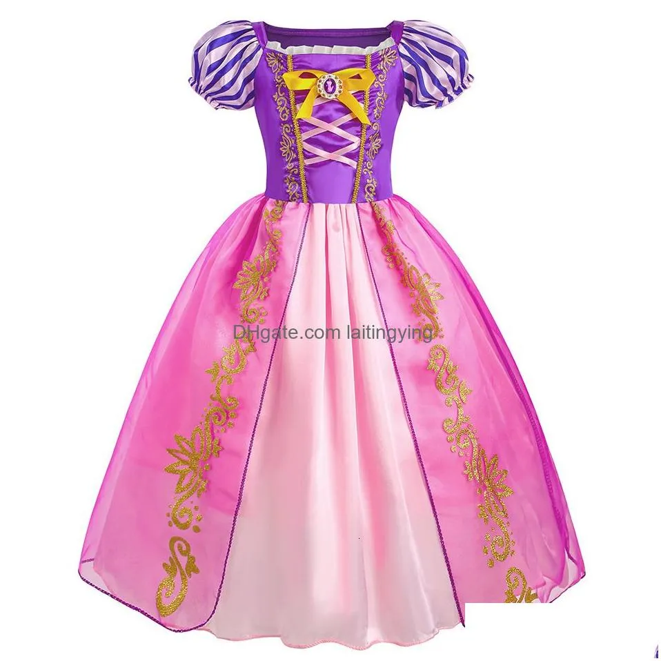 girls dresses girls rapunzel costume kids summer tangled fancy cosplay princess dress children birthday carnival halloween party clothes 2-8t