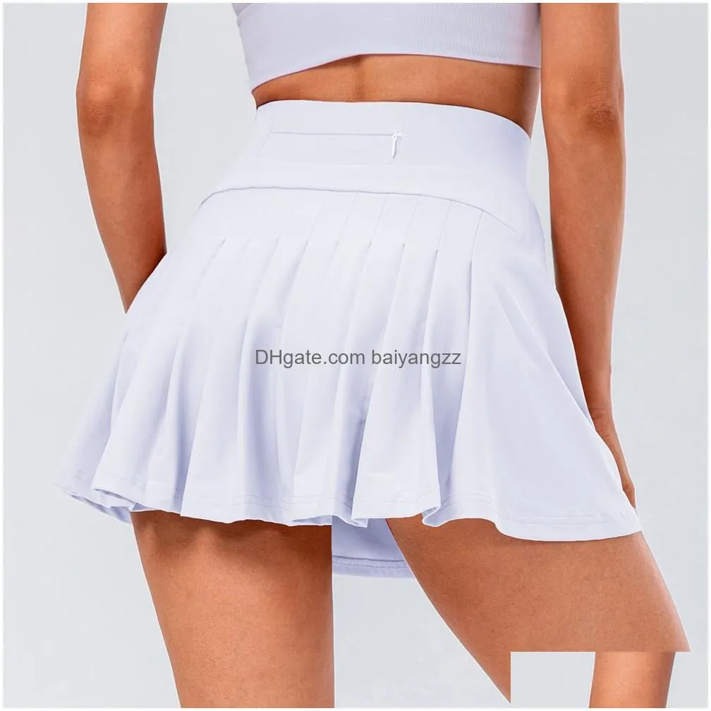 skirts streetwear female nude fitness tennis skirt double layered anti glare dance pleated skirt running breathable sports short skirt