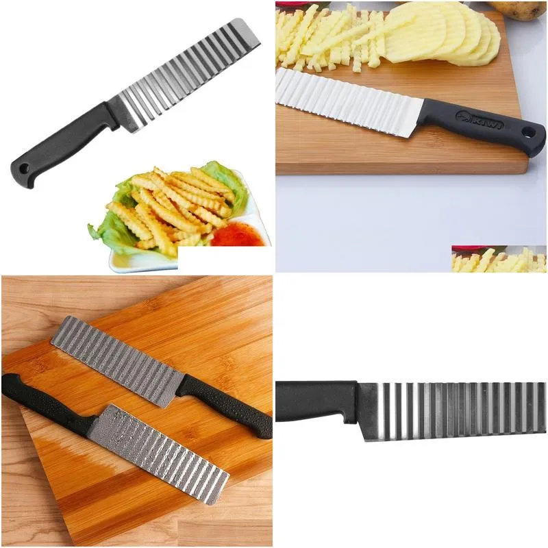 Multifunctional Wavy Potato Cutters Vegetable Tools Stainless Steel Fruit Cutting Knife Potatoes Cucumber Carrot Waves Cutter Cooking