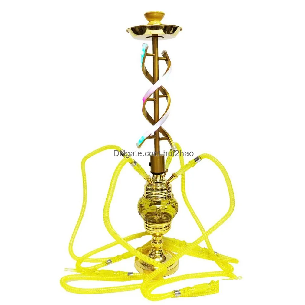 75cm tall hookah glass with light four tube bar fashion water smoking cigaret filter holder tobacco pipes portable 2021 smoke accessories in