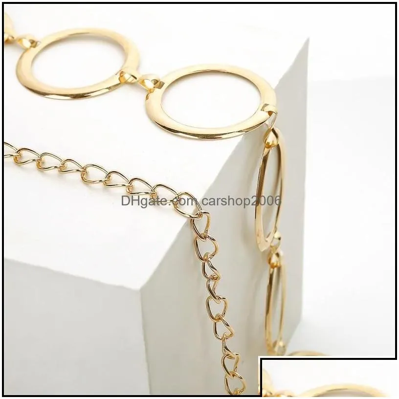 Belly Chains Simple Metal Ring Chain Body Female Personality Retro Cold Wind Geometric Waist 20220 T2 Drop Delivery Jewelry Dhgc8