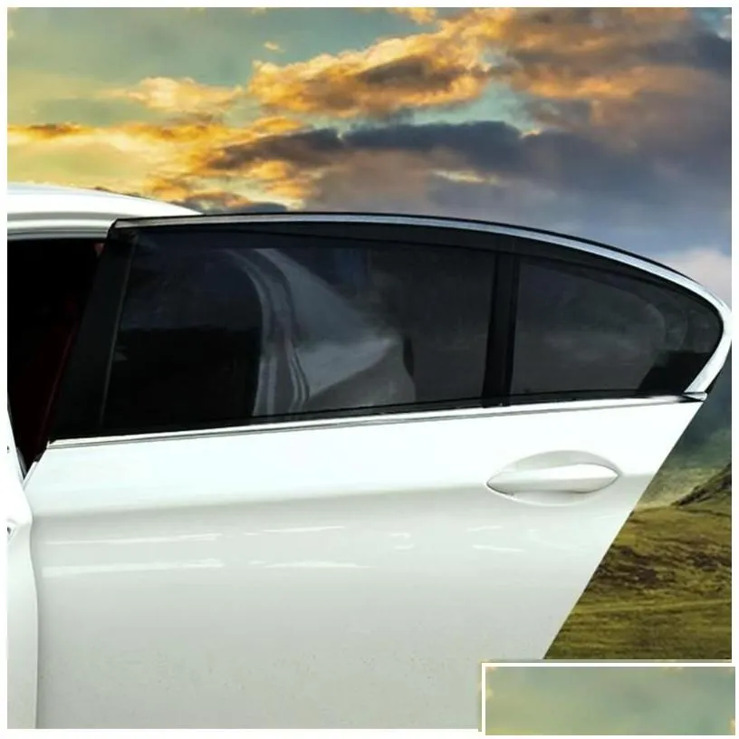 Car Sunshade 1 Pairs 90X40Cm Window Shade Uv Protection Sn Mesh Ventilating Curtain Rear Side Drop Delivery Automobiles Motorcycles In