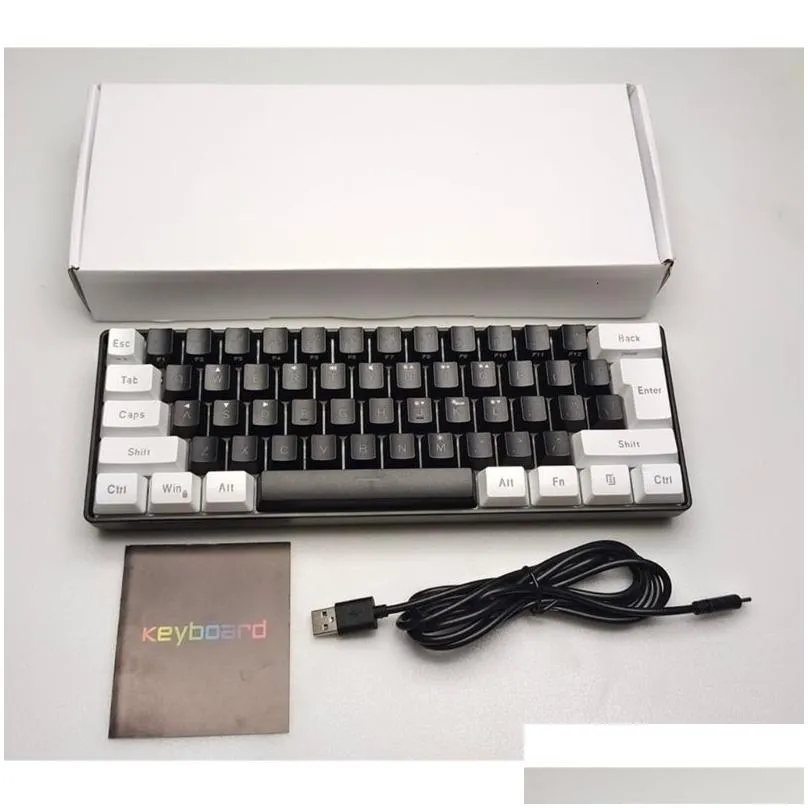 Keyboards RGB Backlit Keypad UltraCompact Mini Gaming Compound Function V700WB Wired 61Keys MultiColor 230109