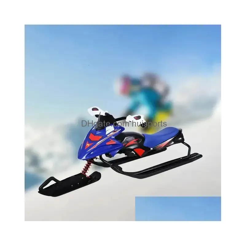 sledding sled with steering wheel and handle and twin brakes ski car sled for winter sport children adult 231023