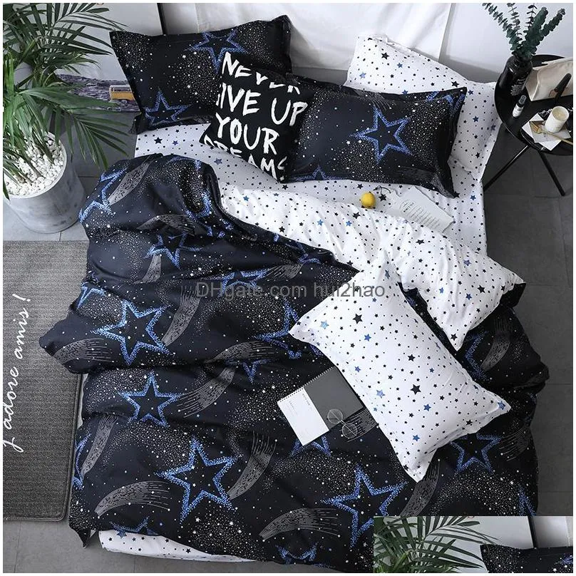 three/four piece cotton bedding sets star printed king queen size luxury quilt cover pillow case duvet cover brand bed comforters sets