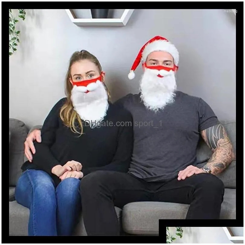 christmas decorations decoration creative santa claus beard masks adult unisex reusable face covers for xmas cosplay party