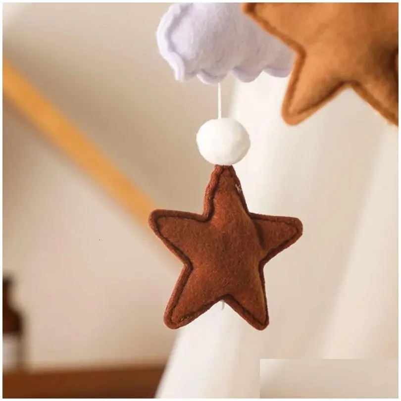 Mobiles# Lets Make Wooden Baby Rattles Soft Felt Cartoon Bear Cloudy Star Moon Hanging Bed Bell Mobile Crib Montessori Education Toys