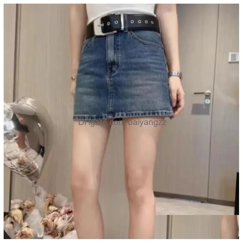 p-ra luxury designer womens denim skirts 2023 brand fashion girls summer sexy high waisted skirts hip wrap skirt wrap hip dress short