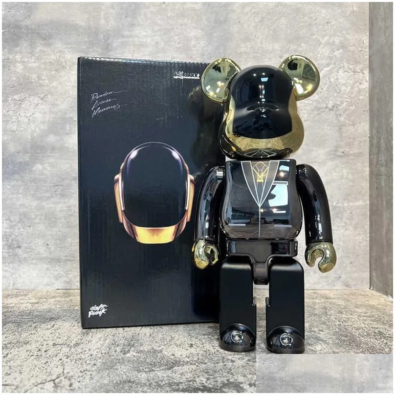 Novelty Games 5 Style Bearbricks 400% Figures Model Basquiat Bear Brickes And Cyberpunk Daft Punk Joint Bright Face Violence Bear Collection