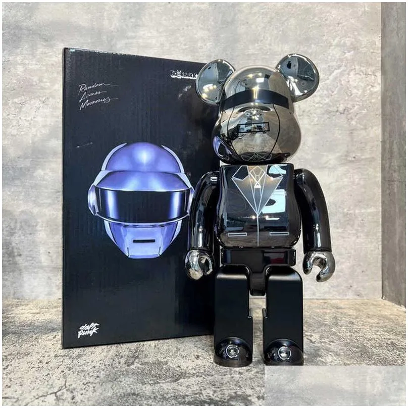 Novelty Games 5 Style Bearbricks 400% Figures Model Basquiat Bear Brickes And Cyberpunk Daft Punk Joint Bright Face Violence Bear Collection