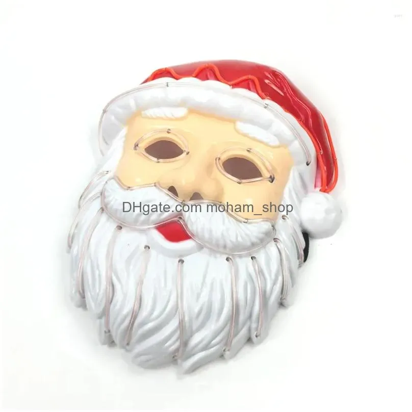 party masks neon led lighting father christmas mask santa claus cosplay el flashing kriss kringle for