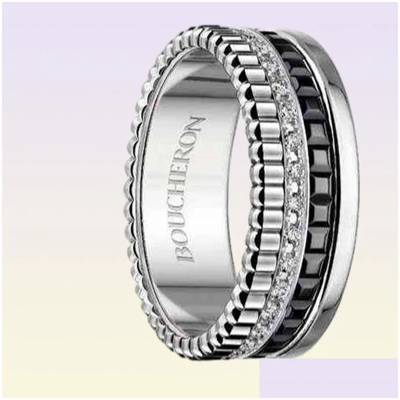 Diamond inlaid ceramic full diamond gear can rotate wide version lovers039 jewelry love comes Qi Wei039s same ring6809475