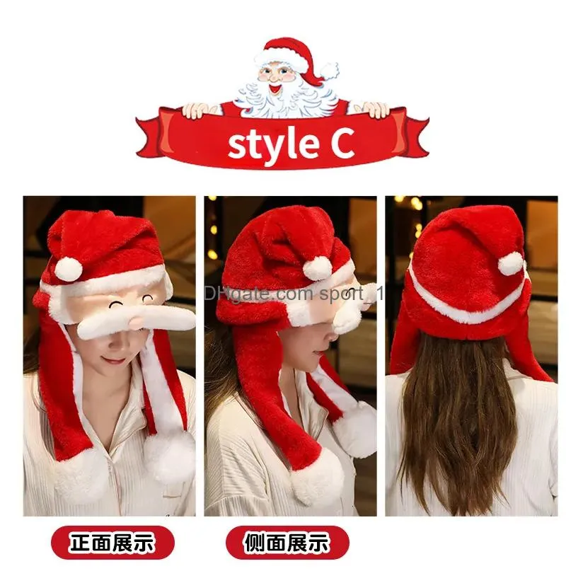 christmas decorations cute hat santa claus moving movable plush gift for women girls child party cosplay thermal cap 221130