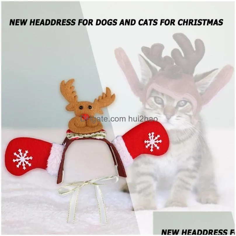 christmas cute dog cat headband felt cloth hat deer antler crown santa claus costume cosplay headdress pet accessories