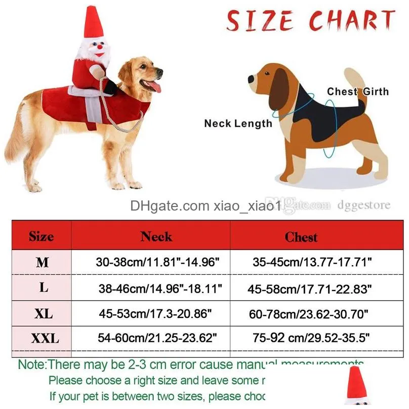 Dog Apparel Christmas Costume Funny Dogs Santa Claus Clothing Riding On Puppy Pets Cat Holiday Outfit Pet Clothes Dressing Up For Ha Dhcjt