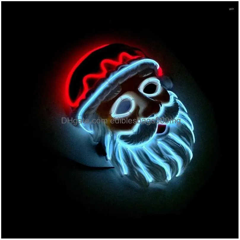 party masks neon led lighting father christmas mask santa claus cosplay el flashing kriss kringle for