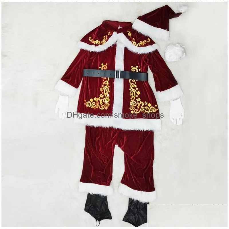  christmas decorations velvet men/women santa claus costume suit couple party costume for xmas wholesale