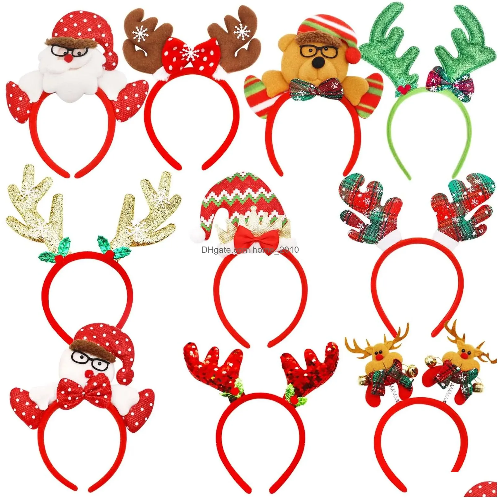 christmas decorations headbands xmas headwear assorted santa claus reindeer antlers snowman hair band for party accessories costume de