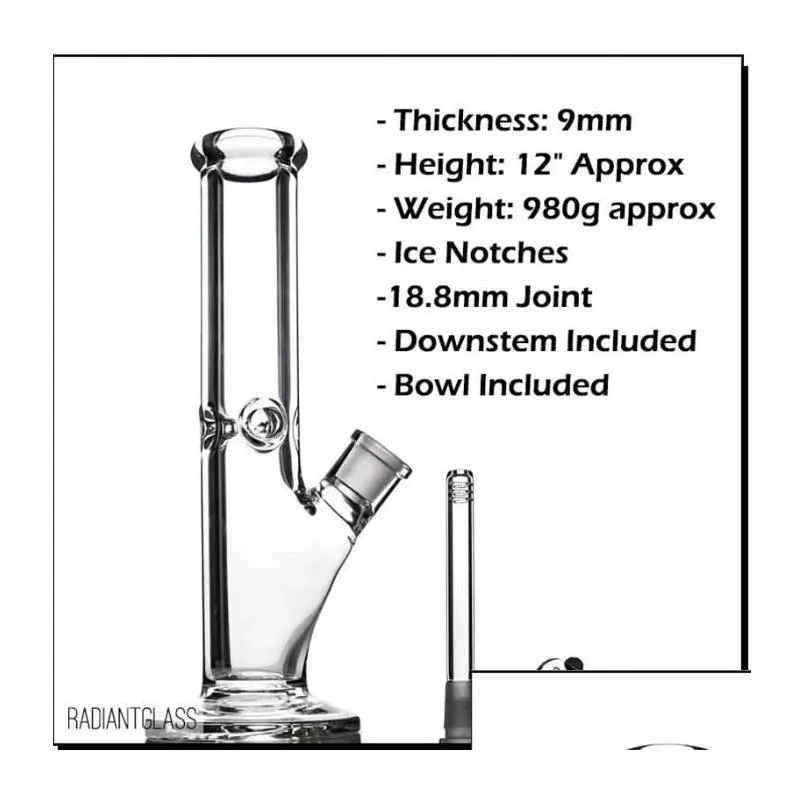 Heavy 9mm Glass Bong hookahs Beaker Bongs thick elephant Joint straight with catcher classical smoking water pipes Designer