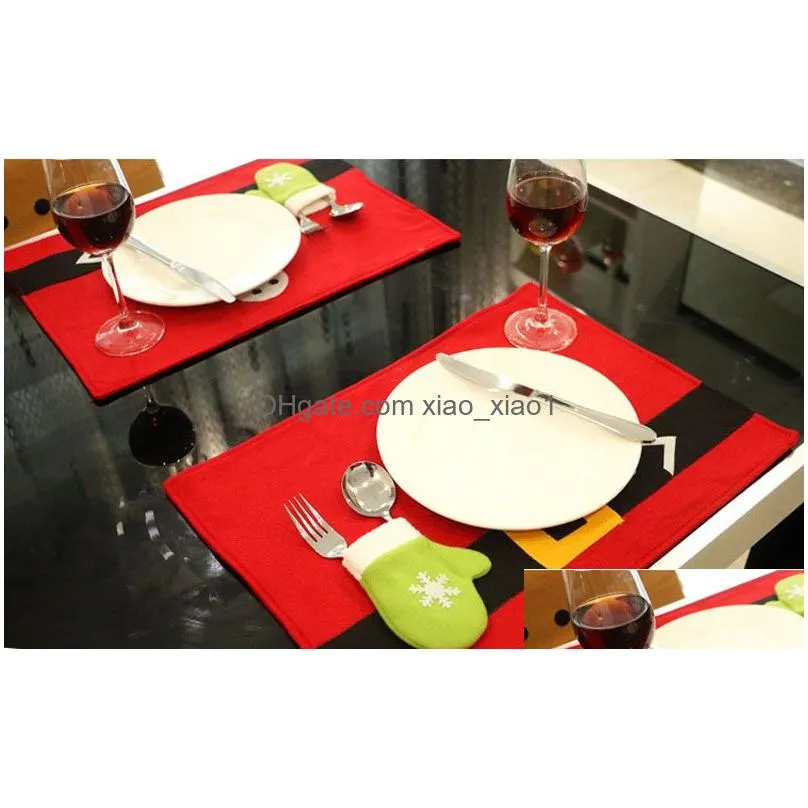 Christmas Decorations Creative Table Set Santa Claus Costume Placemat Mats Home Cafe Decoration Za3882 Drop Delivery Garden Festive Dhet5