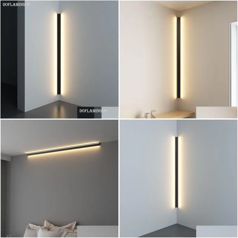 Modern Corner LED Wall Lamp Minimalist Indoor Light Fixture Wall Sconces Stair 100cm 150cm Bedroom Bedside Home Hallway Light