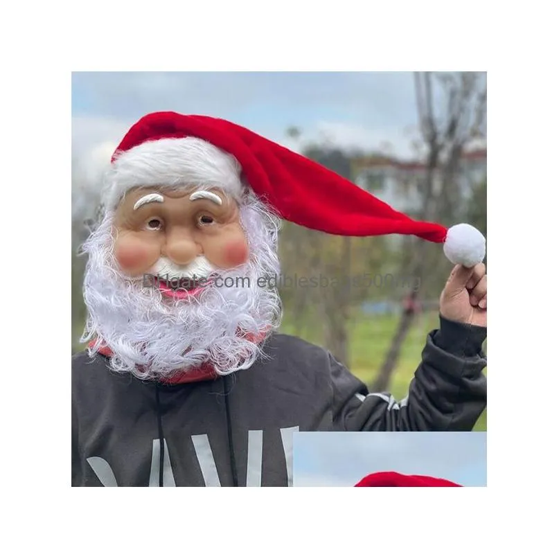 merry christmas santa claus latex mask outdoor ornamen cute santa claus costume masquerade wig beard dress up xmas party gc2358