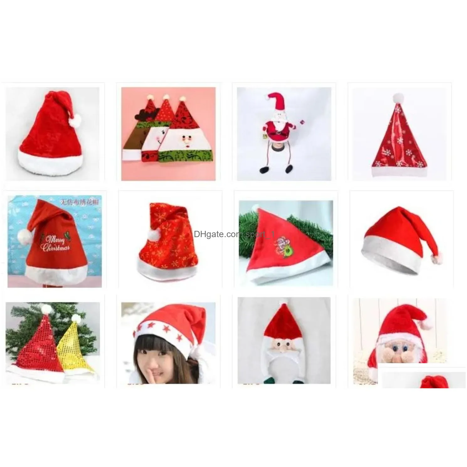 christmas hats santas hat high-grade long plush christmas santa claus hat cute adults/kids christmas cosplay christmas party hats