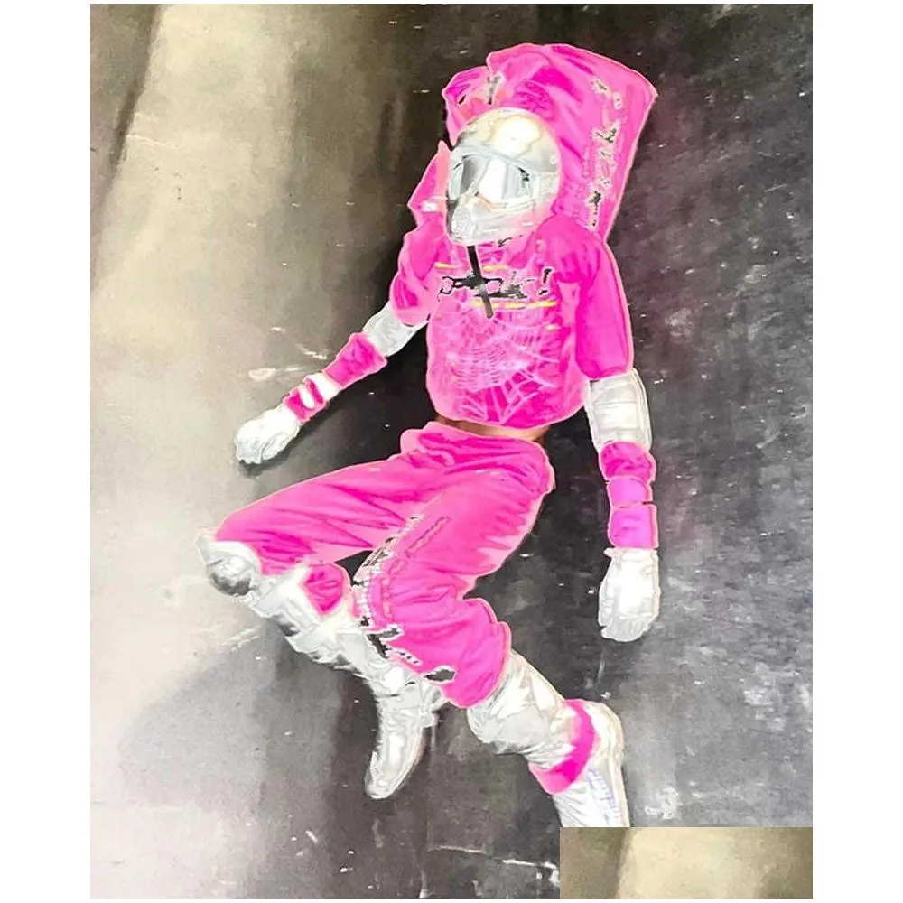 Spider Pink  hoodies Young Sweatshirts Streetwear Thug 555555 Angel Hoody Men Women 11 Web Pullover Fast way