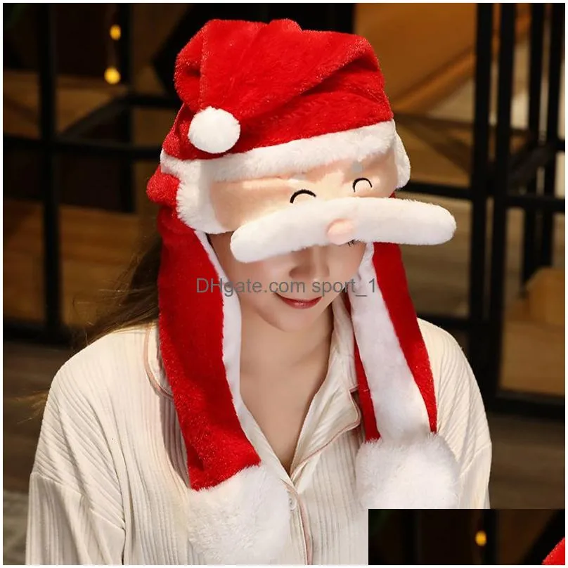 christmas decorations cute hat santa claus moving movable plush gift for women girls child party cosplay thermal cap 221130