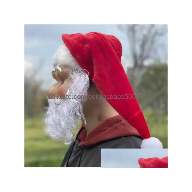 merry christmas santa claus latex mask outdoor ornamen cute santa claus costume masquerade wig beard dress up xmas party gc2358