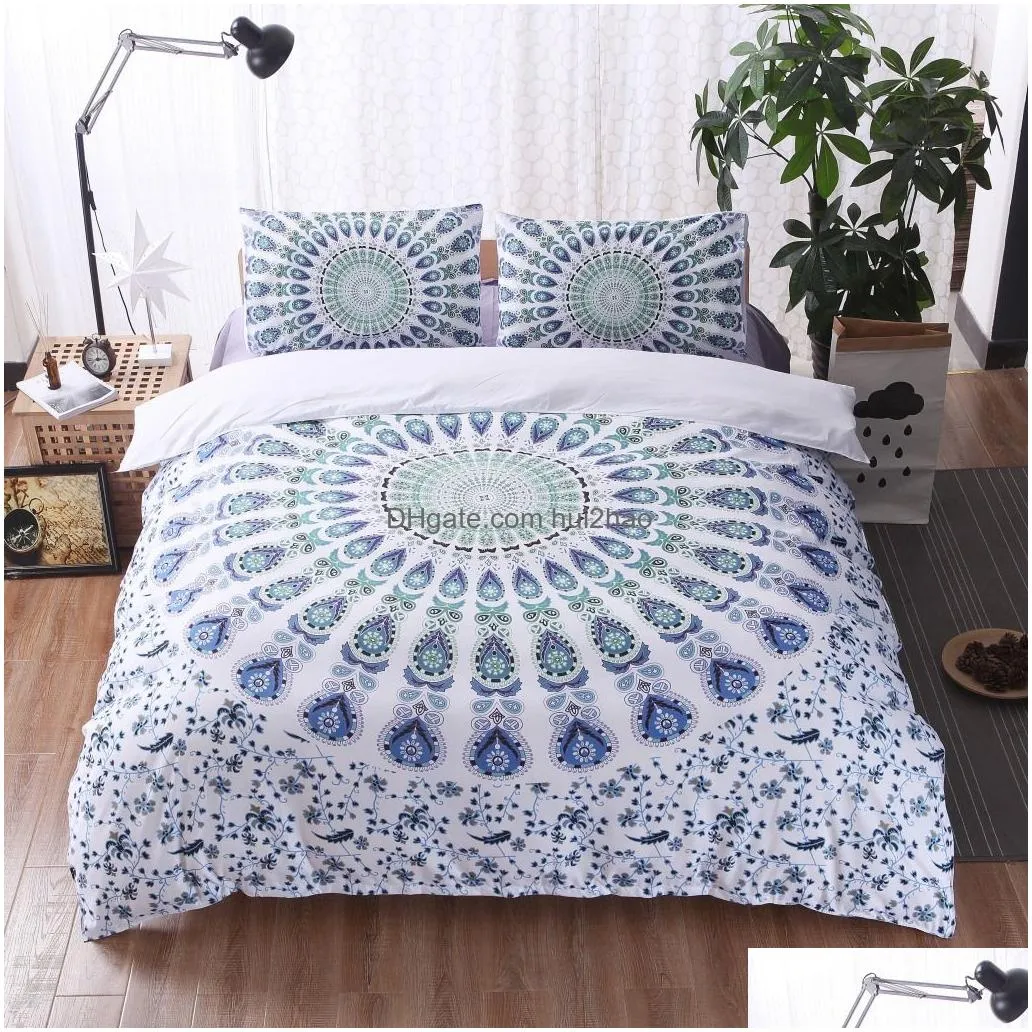 bohemian three-piece bedding sets full king queen size printed quilt cover pillow case brand chic designer bed comforters supplies in