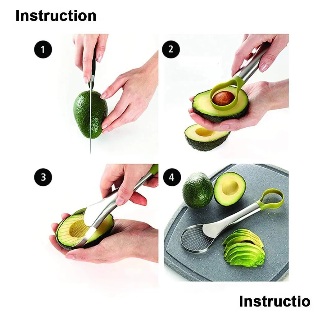 2-in-1 Avocado Slicer Shea Corer Butter Fruit Peeler Cutter Pulp Separator Plastic Knife Kitchen Vegetable Tools Accessory